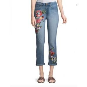 Alice + Olivia AO.LA Floral Embroidered High-Rise Jeans
